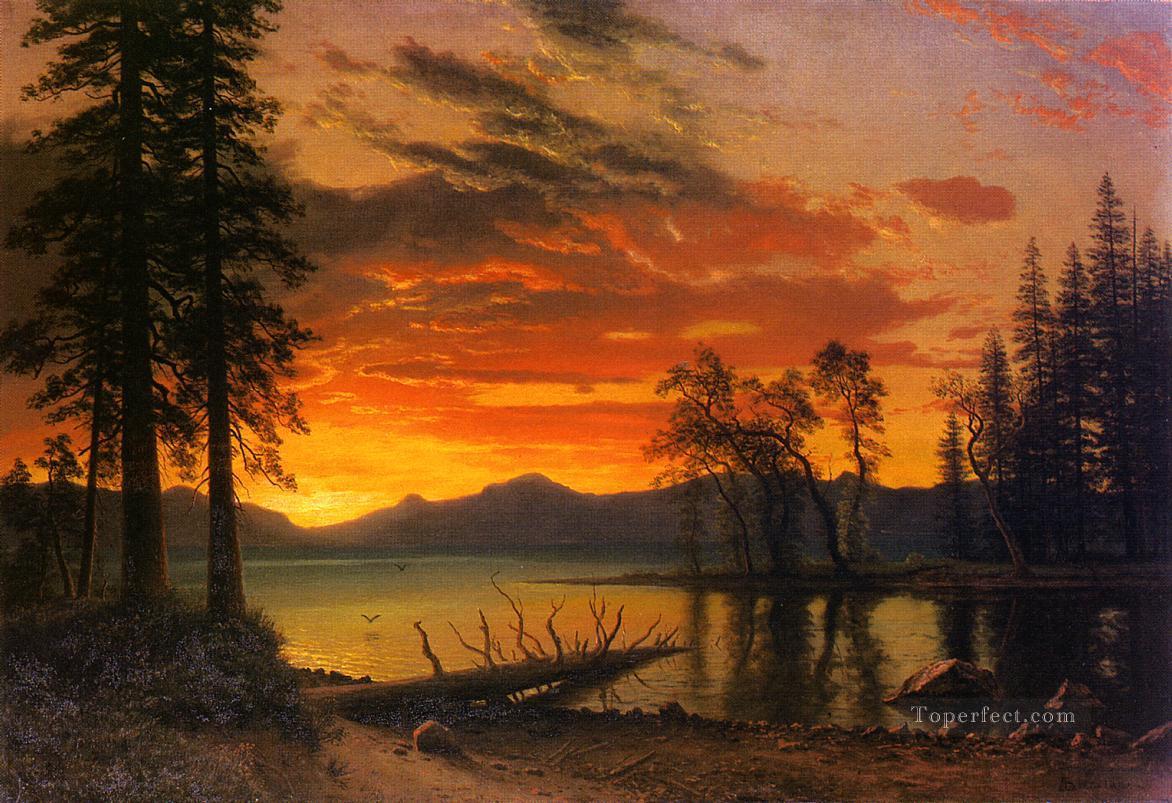 Sunset over the River Albert Bierstadt Landscapes Oil Paintings